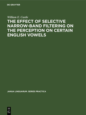cover image of The Effect of Selective Narrow-Band Filtering on the Perception on Certain English Vowels